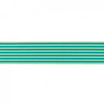 Gummiband Mini Streifen Hellgrün-Petrol Breite 4 cm